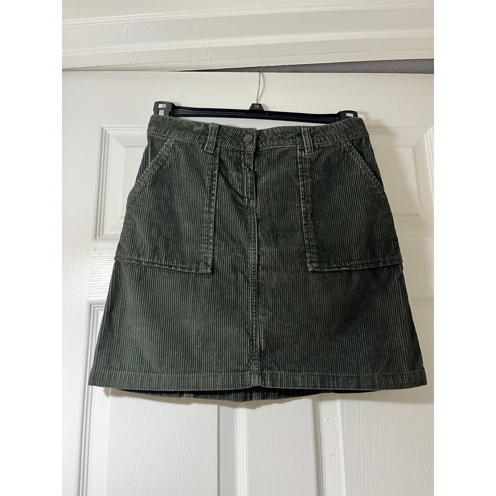 Next‎ Cord Womens Green Corduroy Mini Skirt A-Line Patch Pocket 725-068-134 UK 8